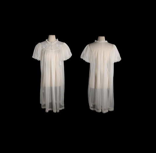 Vintage Women White Blouson Dress