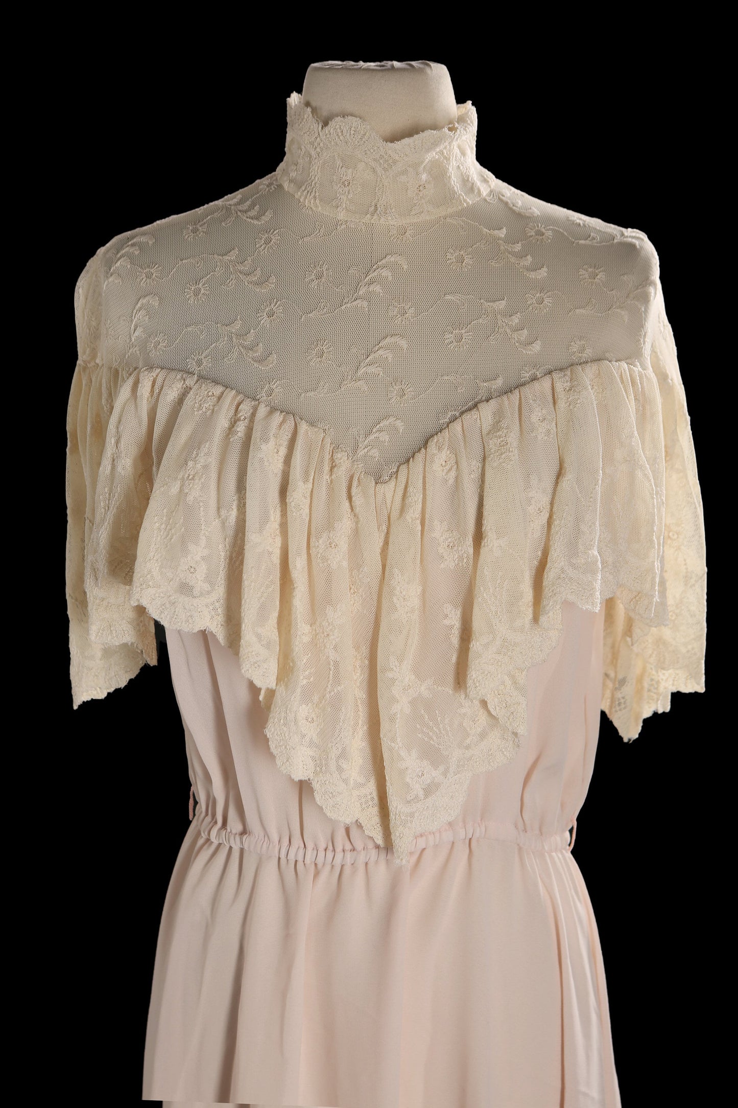 80s Women Pink Poly Prairie Short Sleeve Casual Dress by Miss Ashely of California