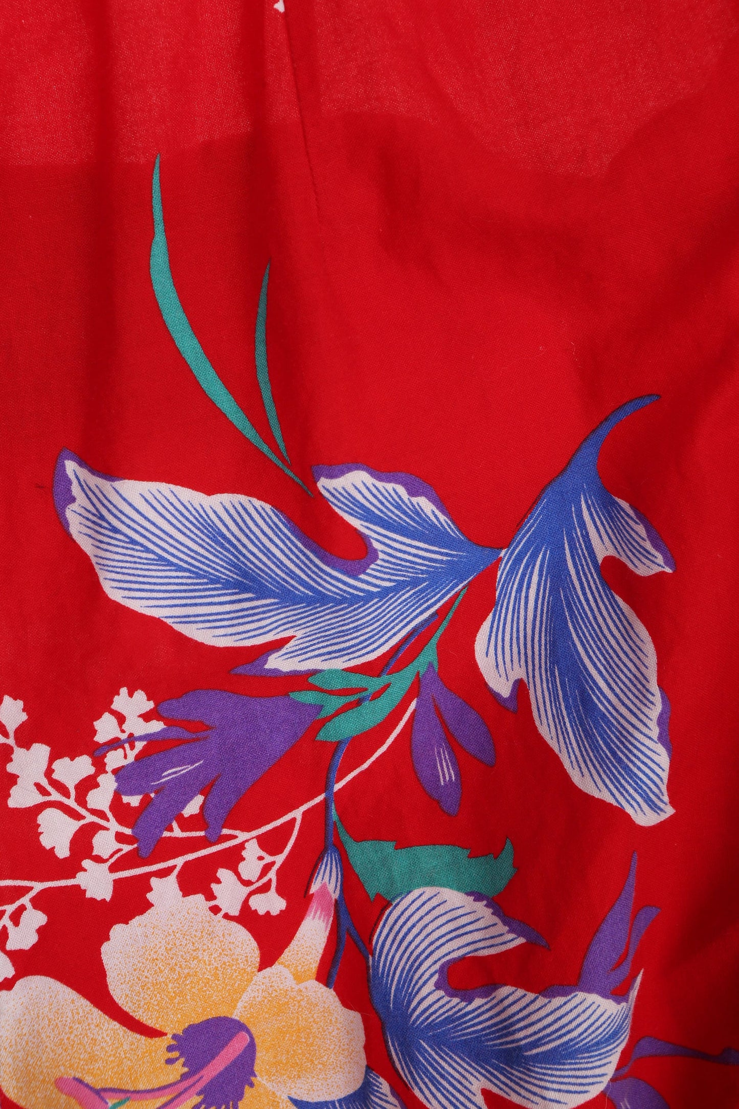 Vintage Women's Red Floral Print Halter Jumpsuit with Side Tie Closures - Estimated Era 70s - 80s