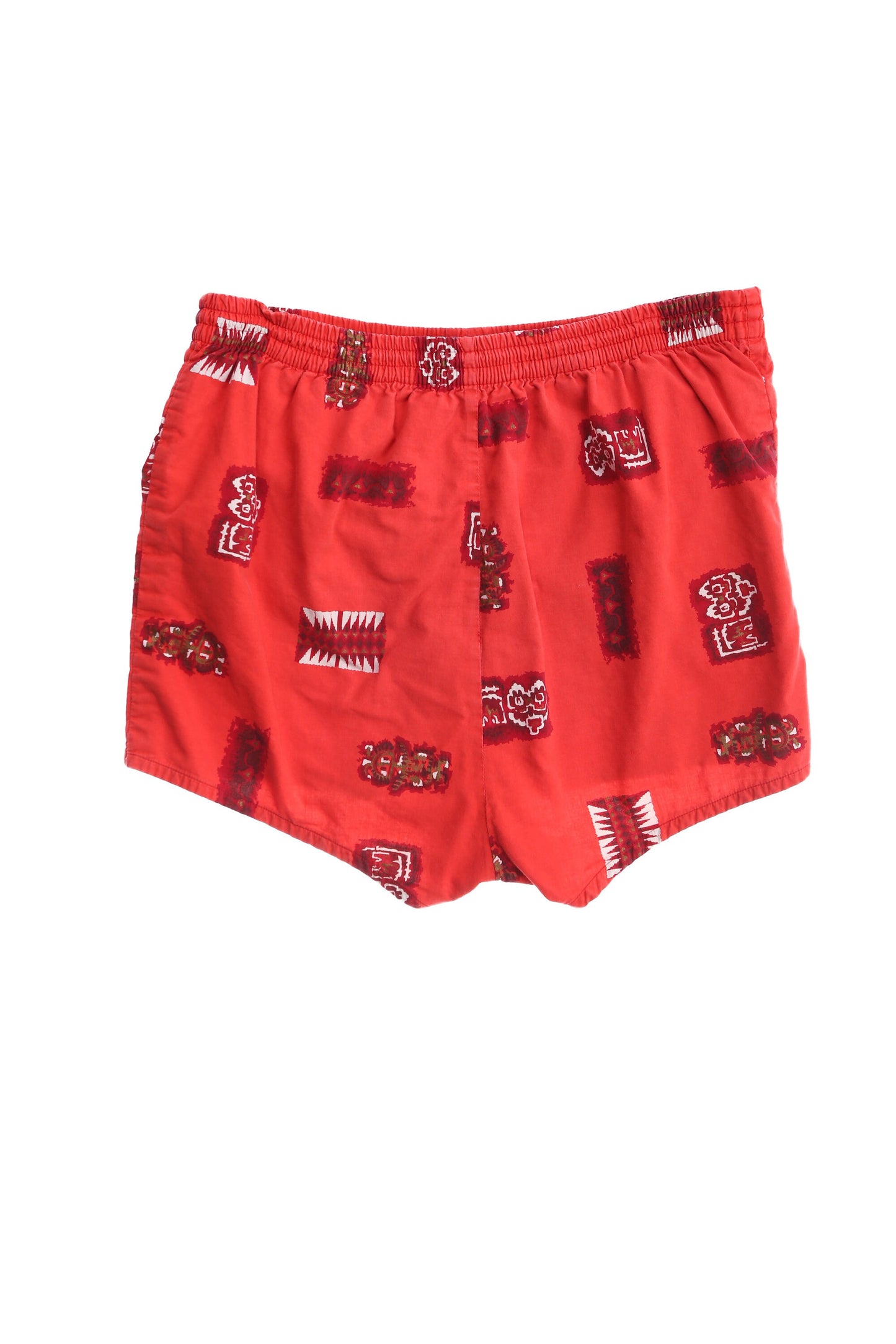 Vintage Men's Red Hawaiian Print Surfing Shorts