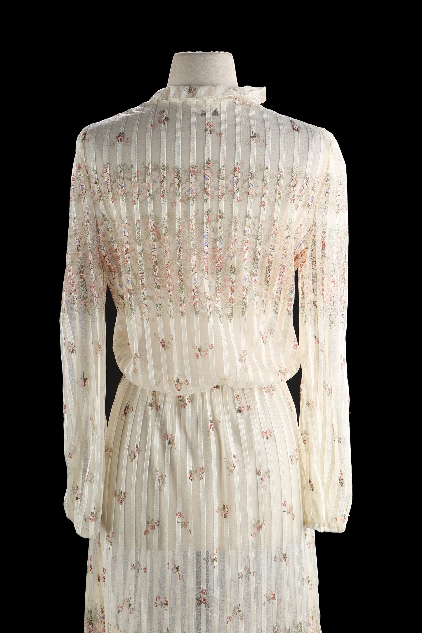 80s White Flora Print Summer Dress