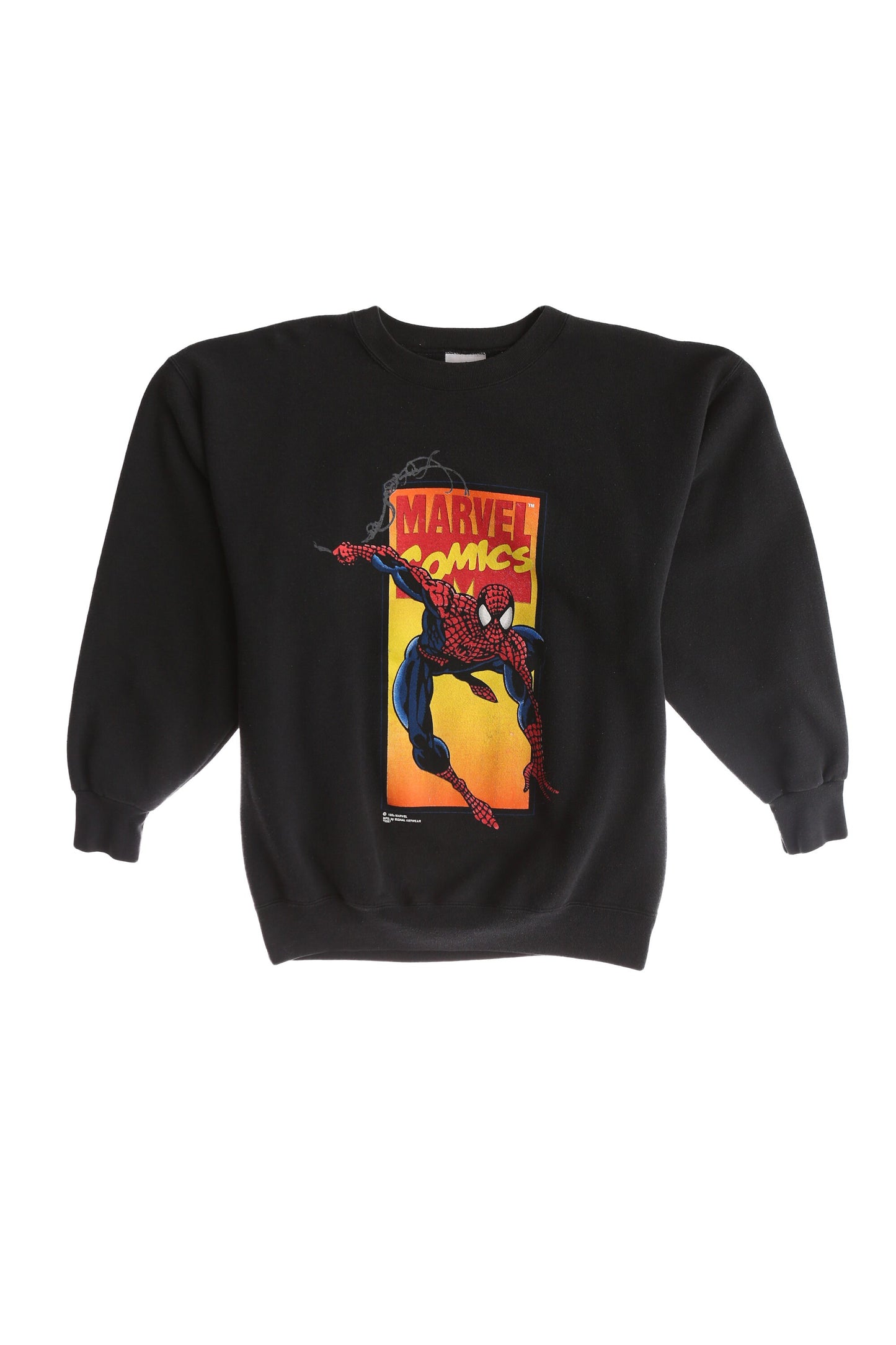 Vintage Black Graphic T-shirt with Spiderman Print - Estimated Era 1980's - 1990's