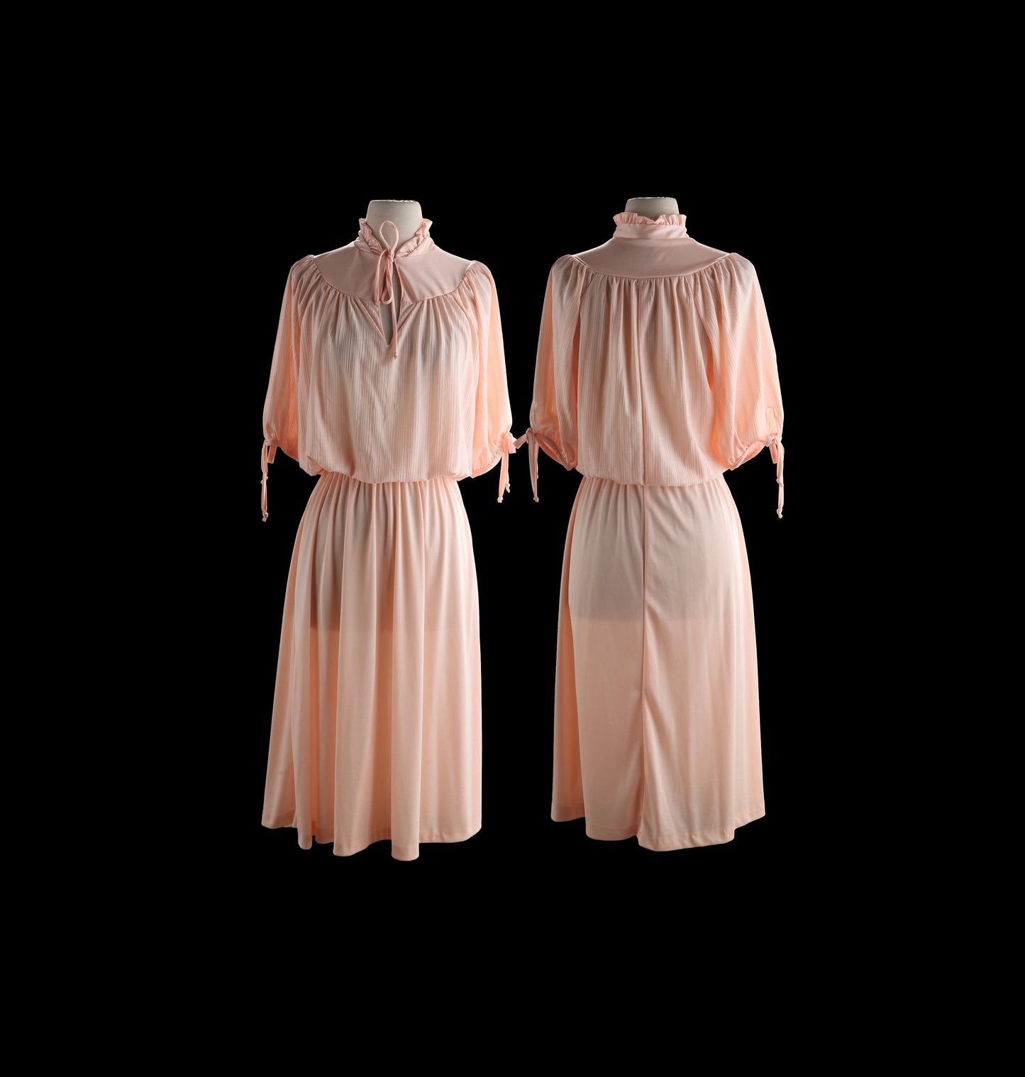 80s Women Pink Poly Casual Slip Dress