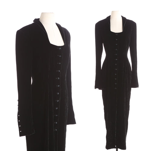 90s Women Black Velour Casual Jumpsuit