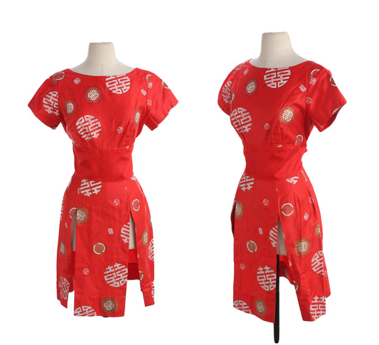 Vintage Women Red Casual Dress - Made in Honolulu by Waltah Clarke's Hawaiian Shop