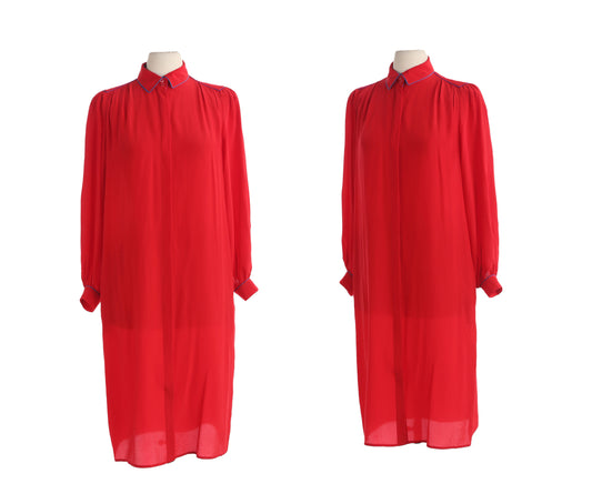 Vintage Women's Red Silk Casual Dress by Silk Studio