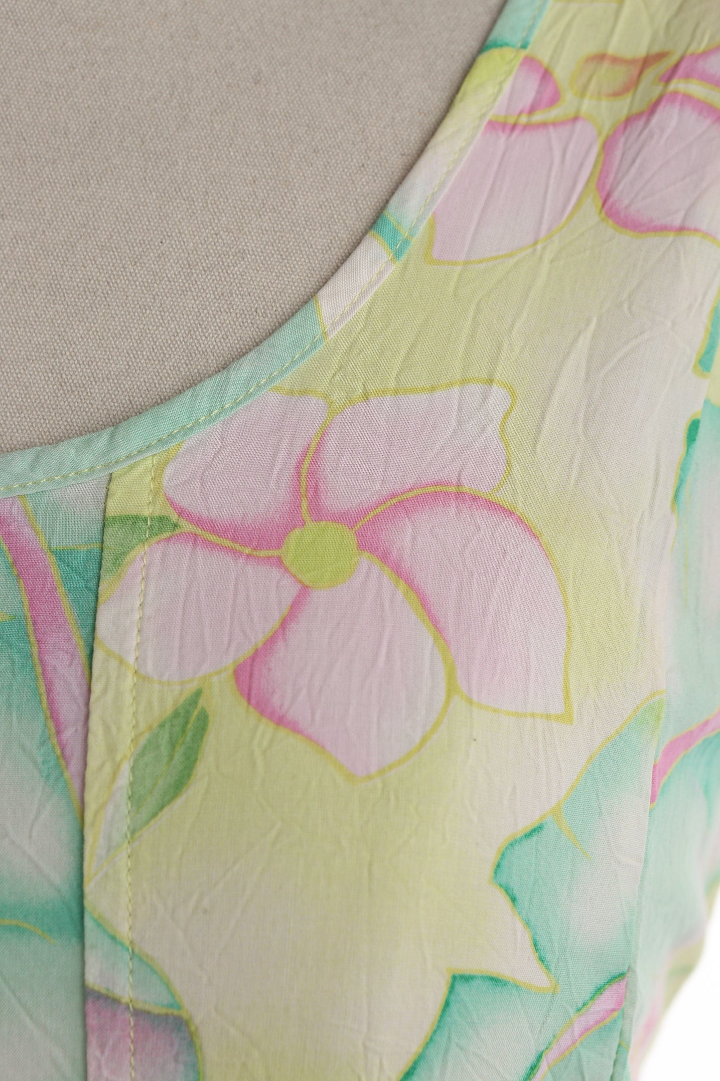 Vintage Jams World Green Floral Print Long Summer Dress