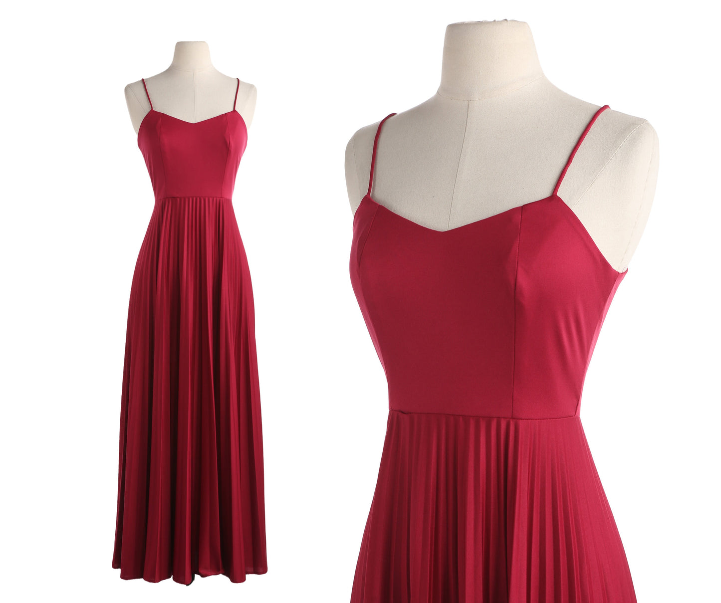 80s Women Evening Red Poly Dress