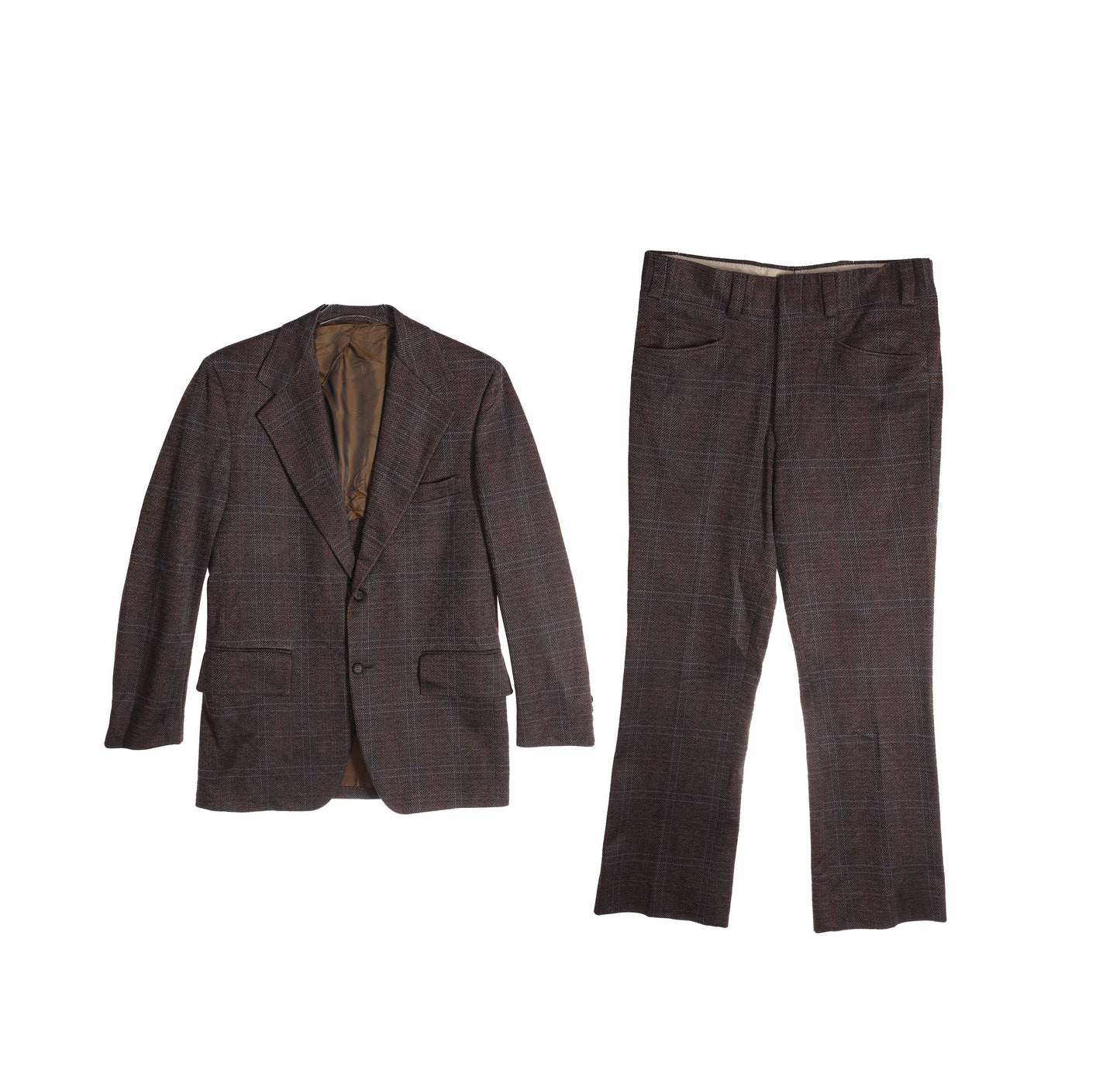 Vintage Men's Brown Plaid Casual Suit by Barrington - Estimated Era 1970's - 1980's