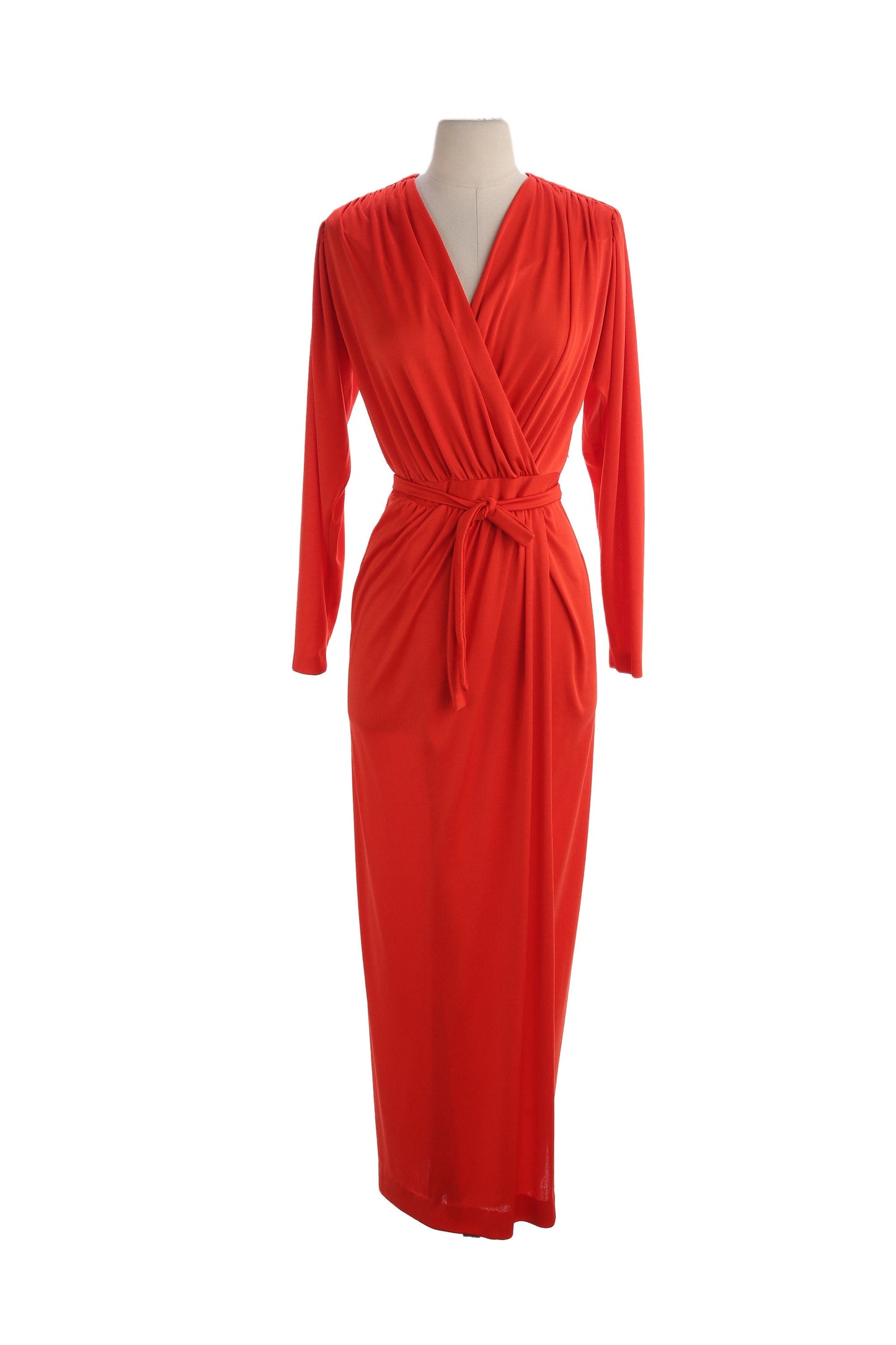 70s Women Evening Dress by Claralura Original - Long Sleeve - Red - Estimated Era 70s - 80s