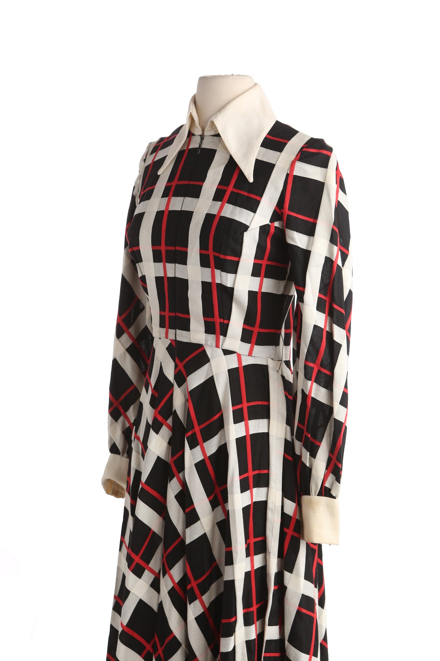 1980s Women Black and White Plaid Casual Dress by Bill Tice for Romal