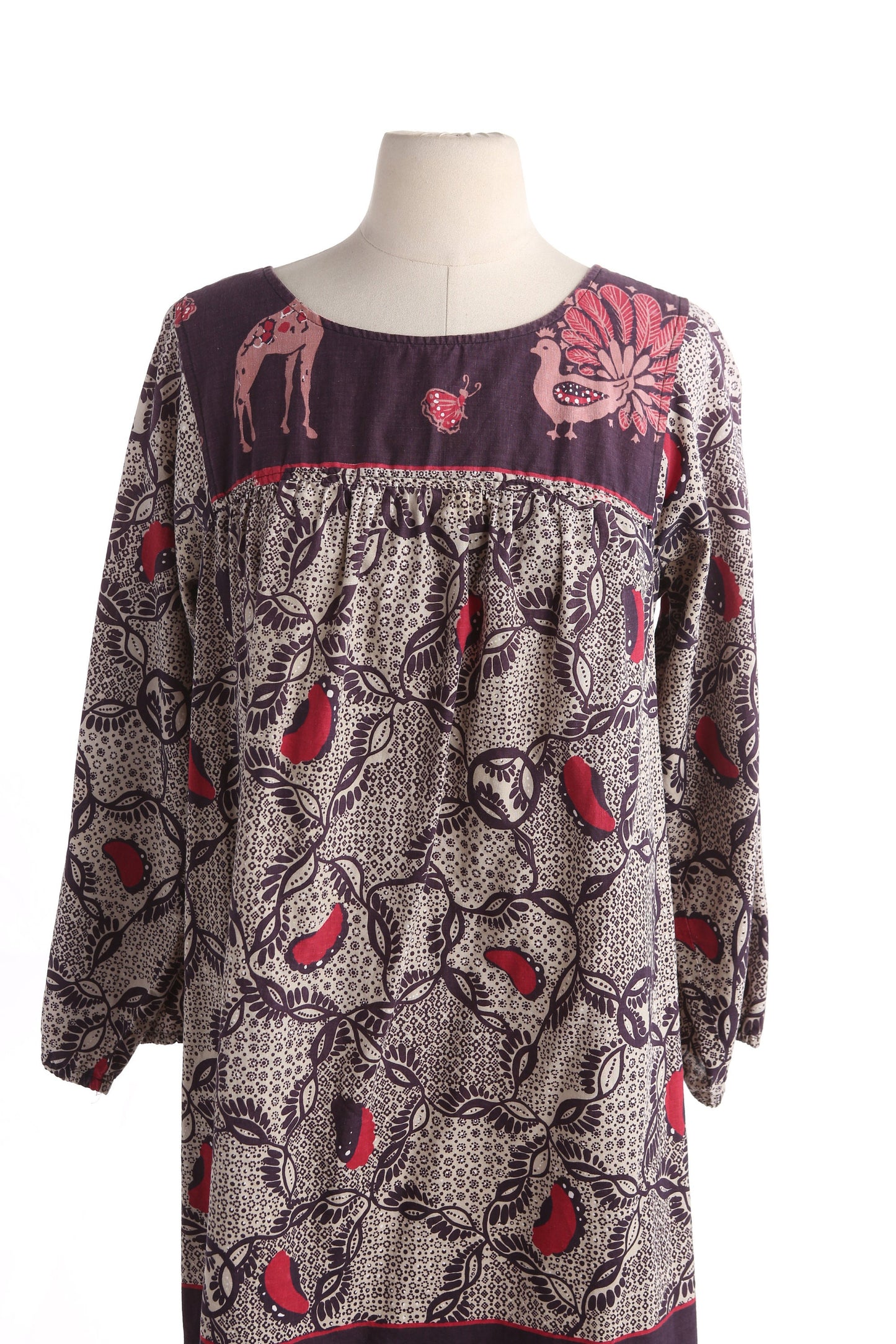 Vintage Block Floral Print Bohemian Cotton Dress