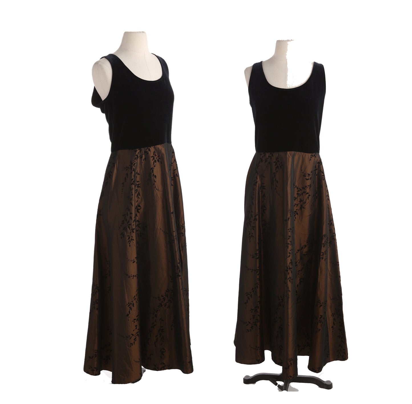 90s Women Black Long Evening Dress