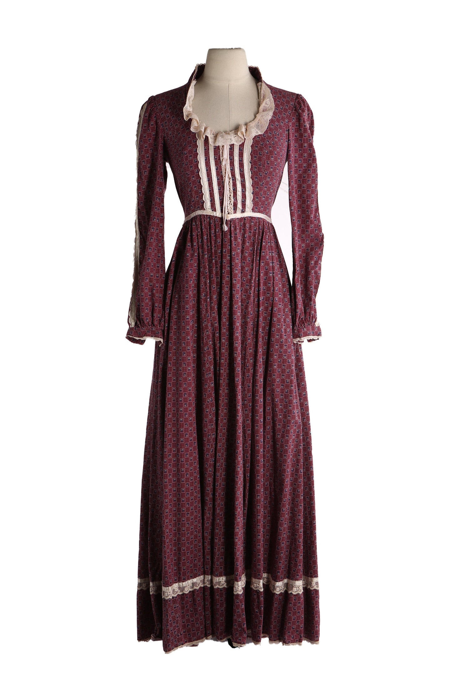 Vintage Red Floral Pring Long Prairie Dress