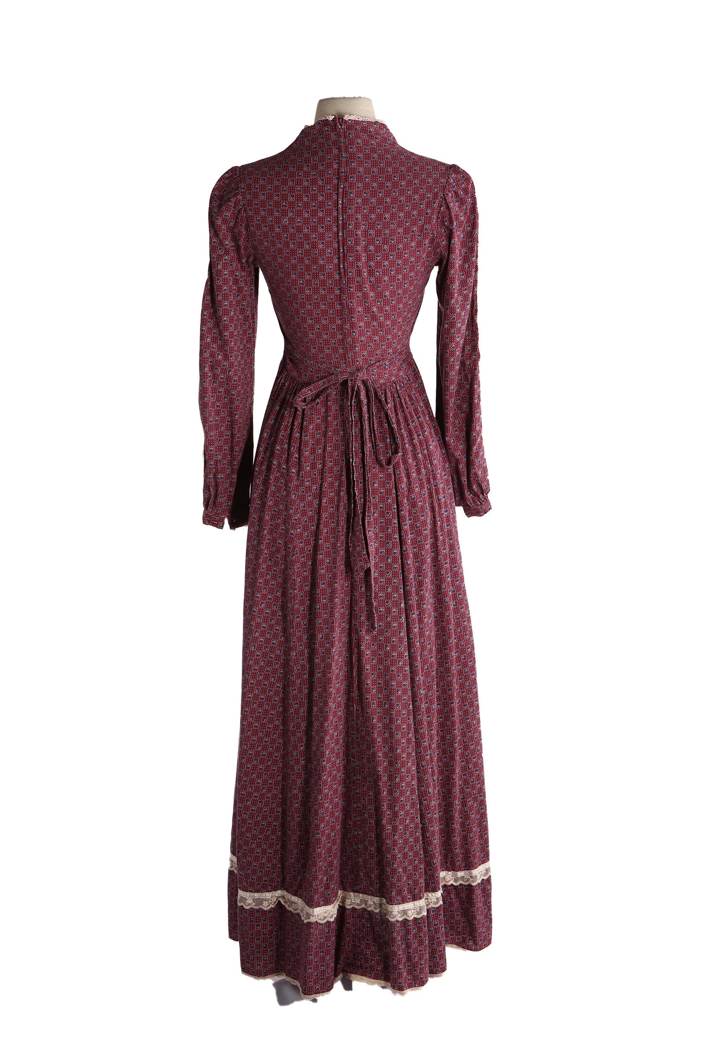 Vintage Red Floral Pring Long Prairie Dress