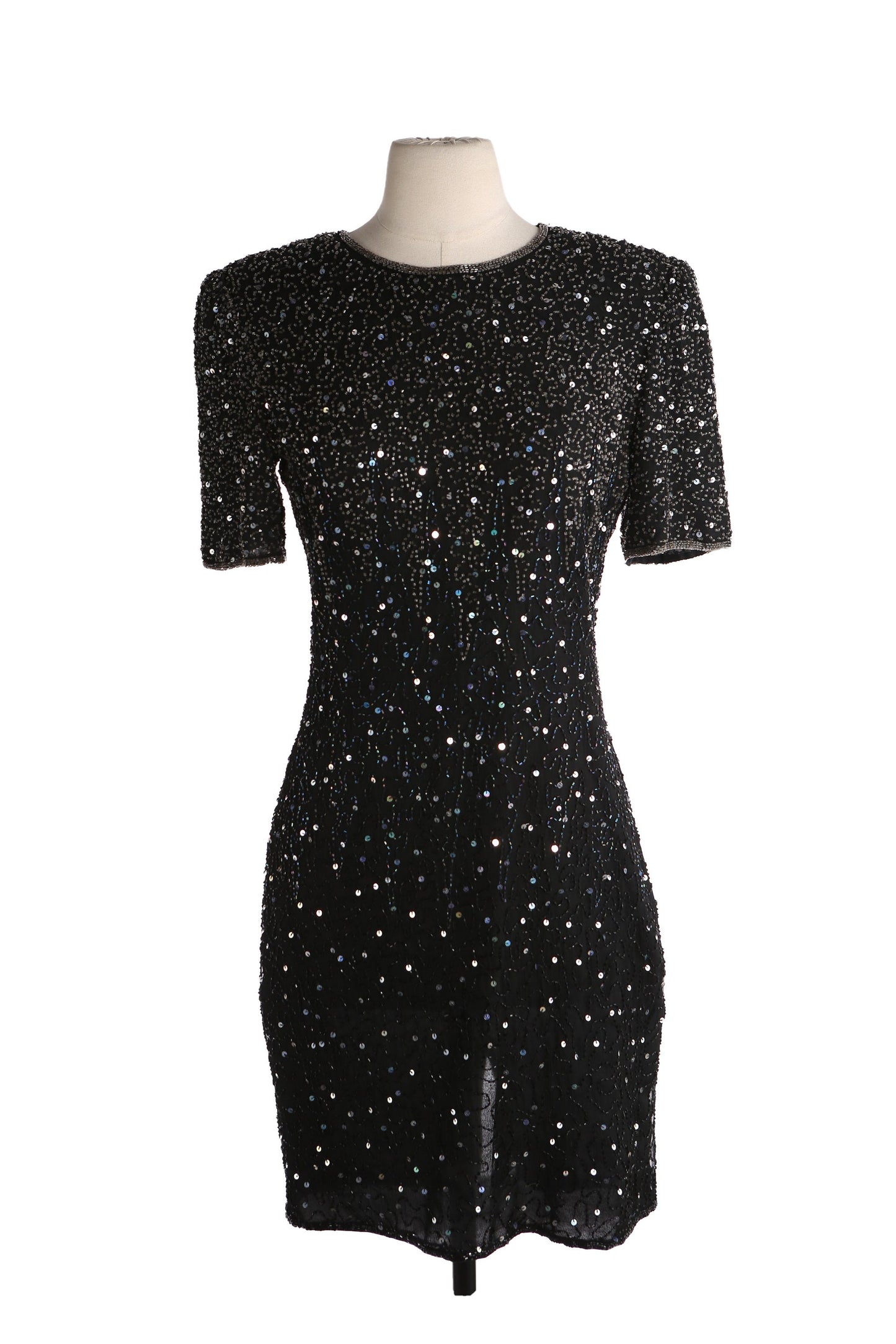 90s Black Sequin Evening Dress by Laurence Kagar