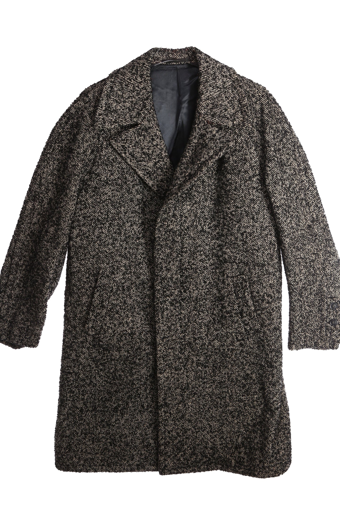 Vintage Men's Herringbone Long Winter Coat