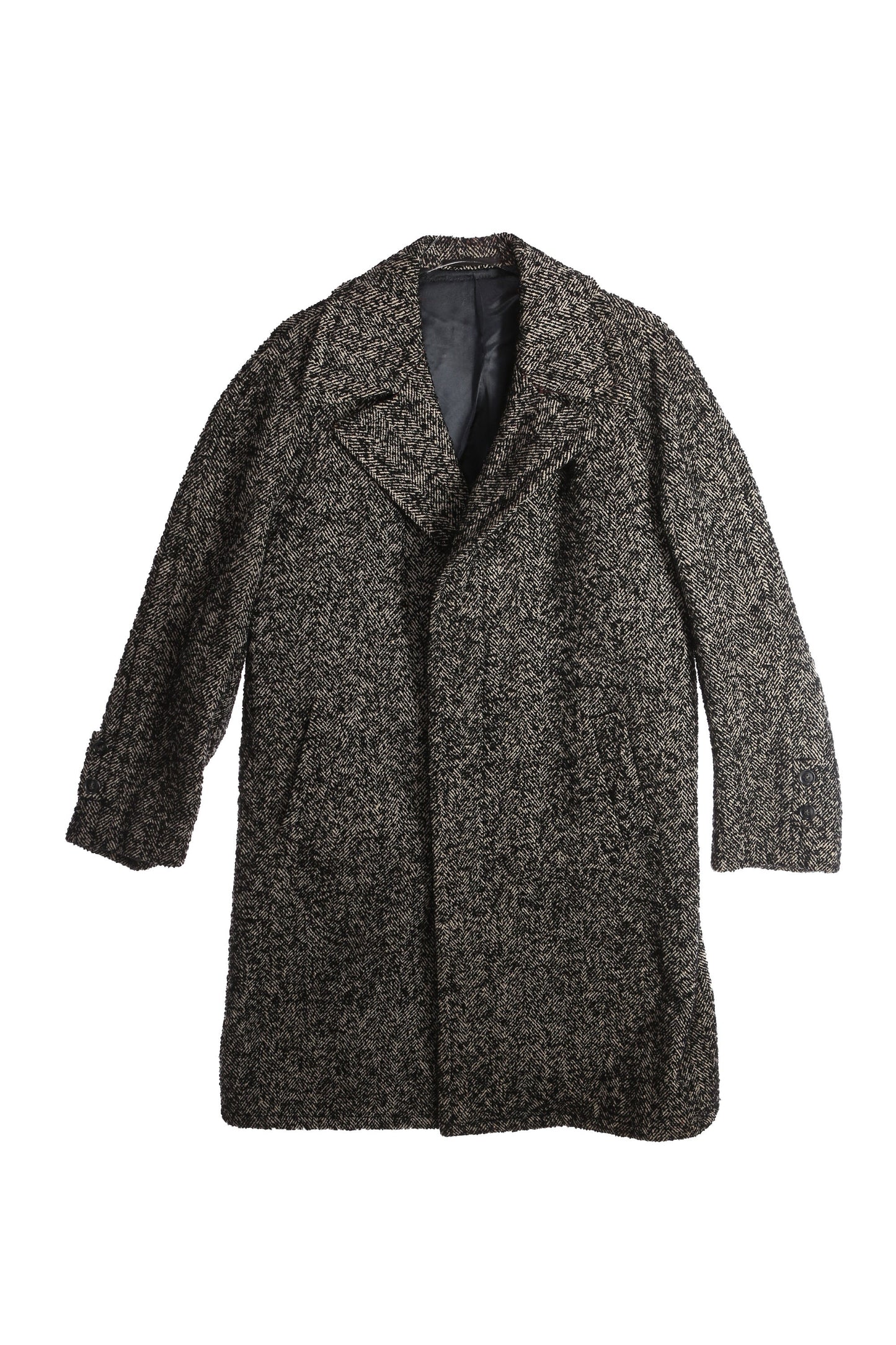 Vintage Men's Herringbone Long Winter Coat