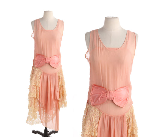 Vintage Women's Pink Silk Flapper Dress