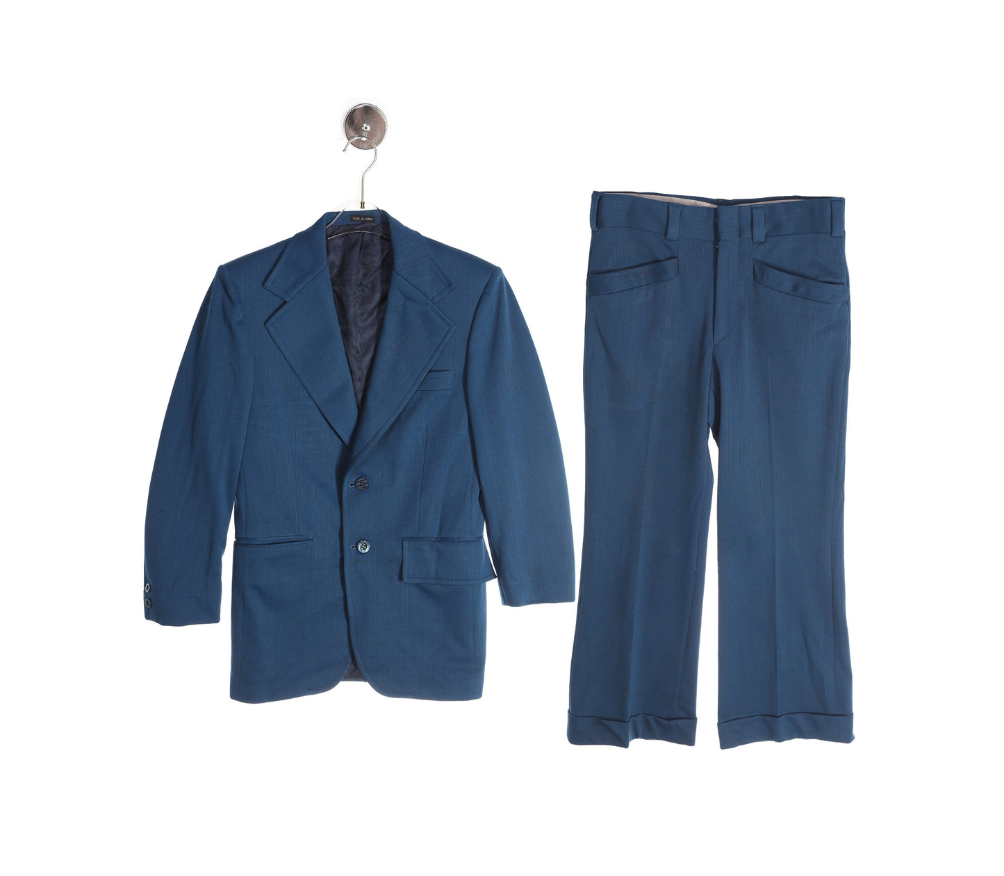 70s Men Blue Polyester Casual Suit