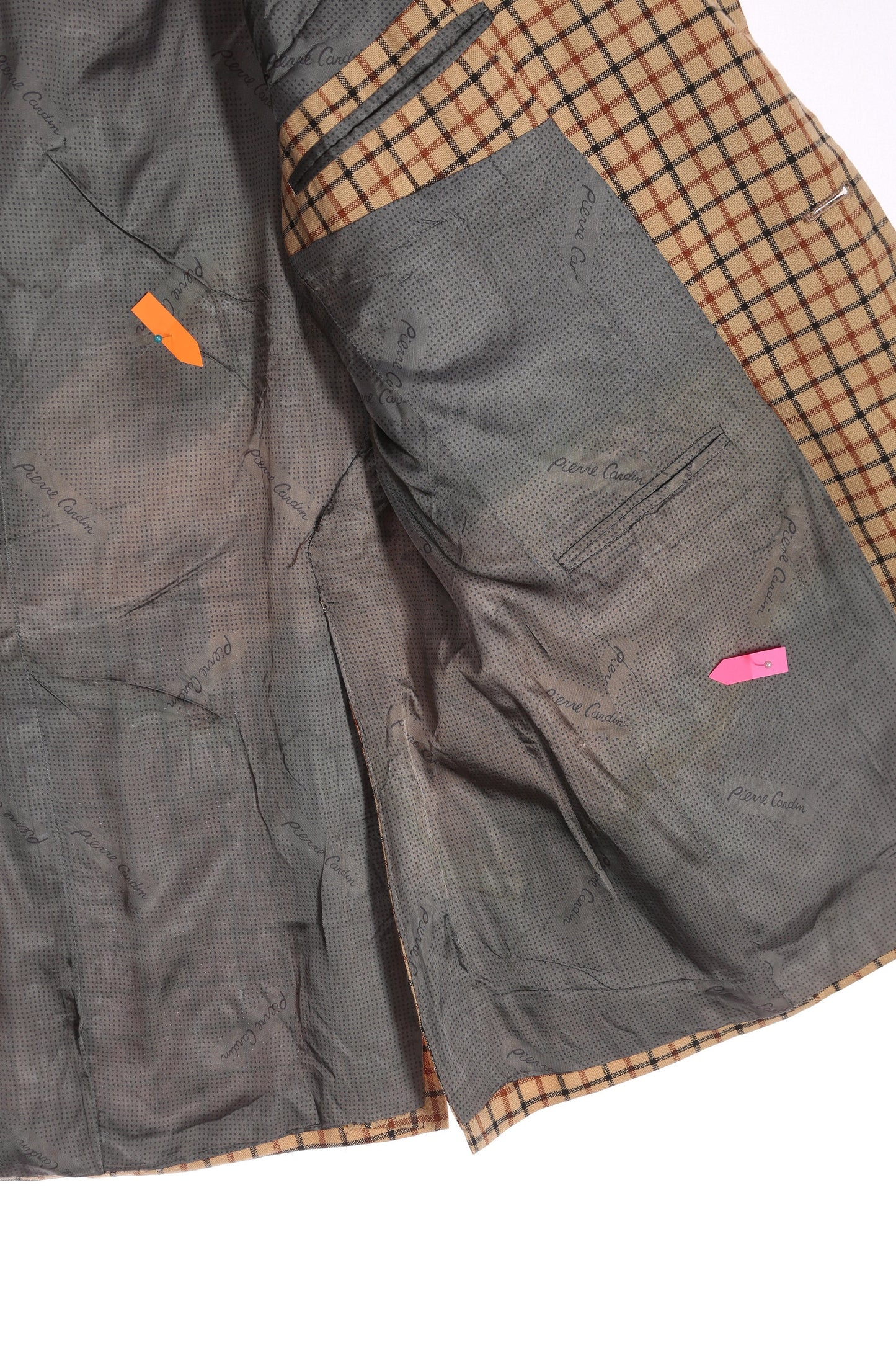 Vintage Men's Beige Plaid Casual Suit by Pierre Cardin for Miller Brothers New York