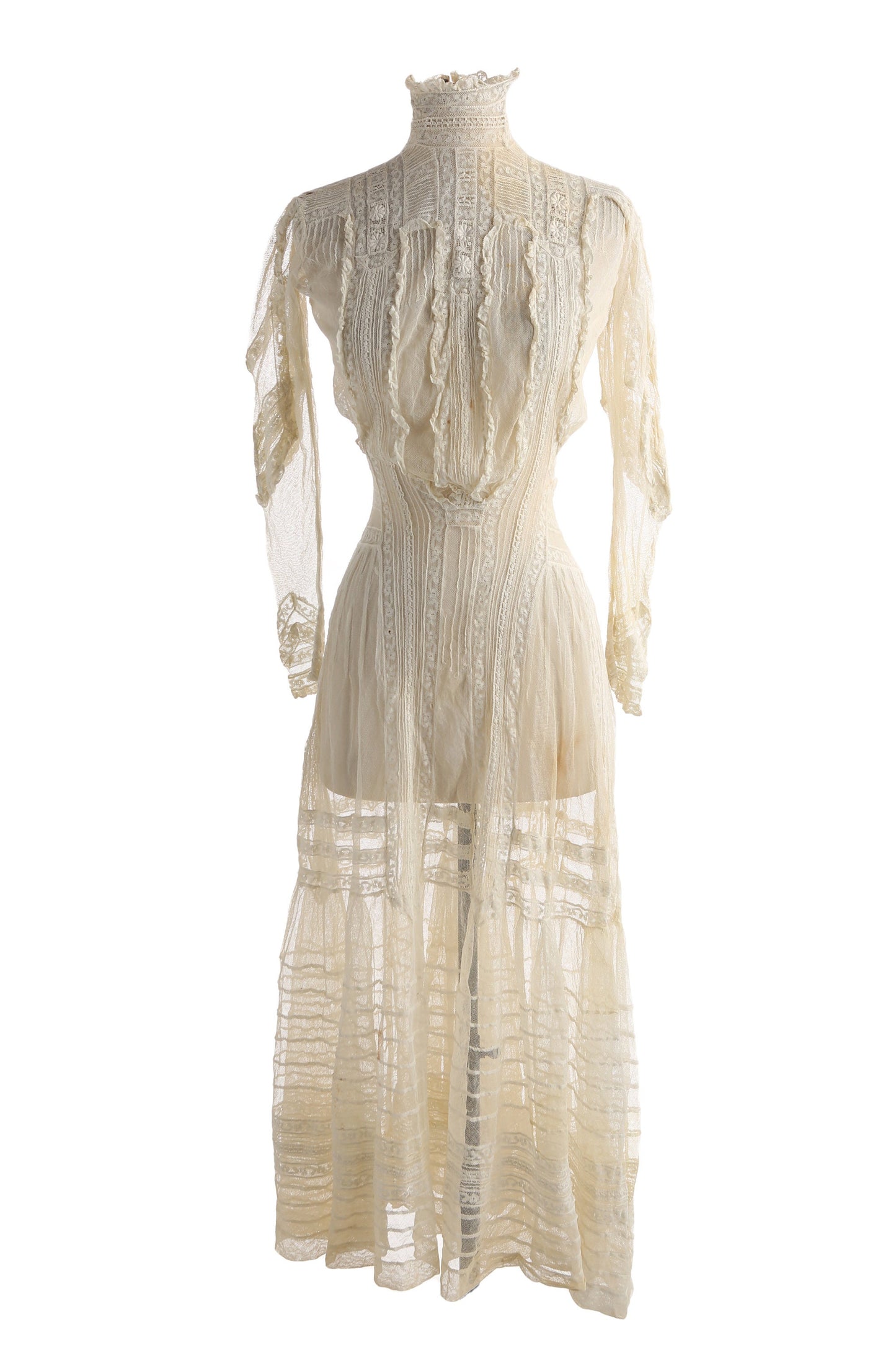 Vintage Women's White Lace Dress - Estimated Era 1800s - 1910s