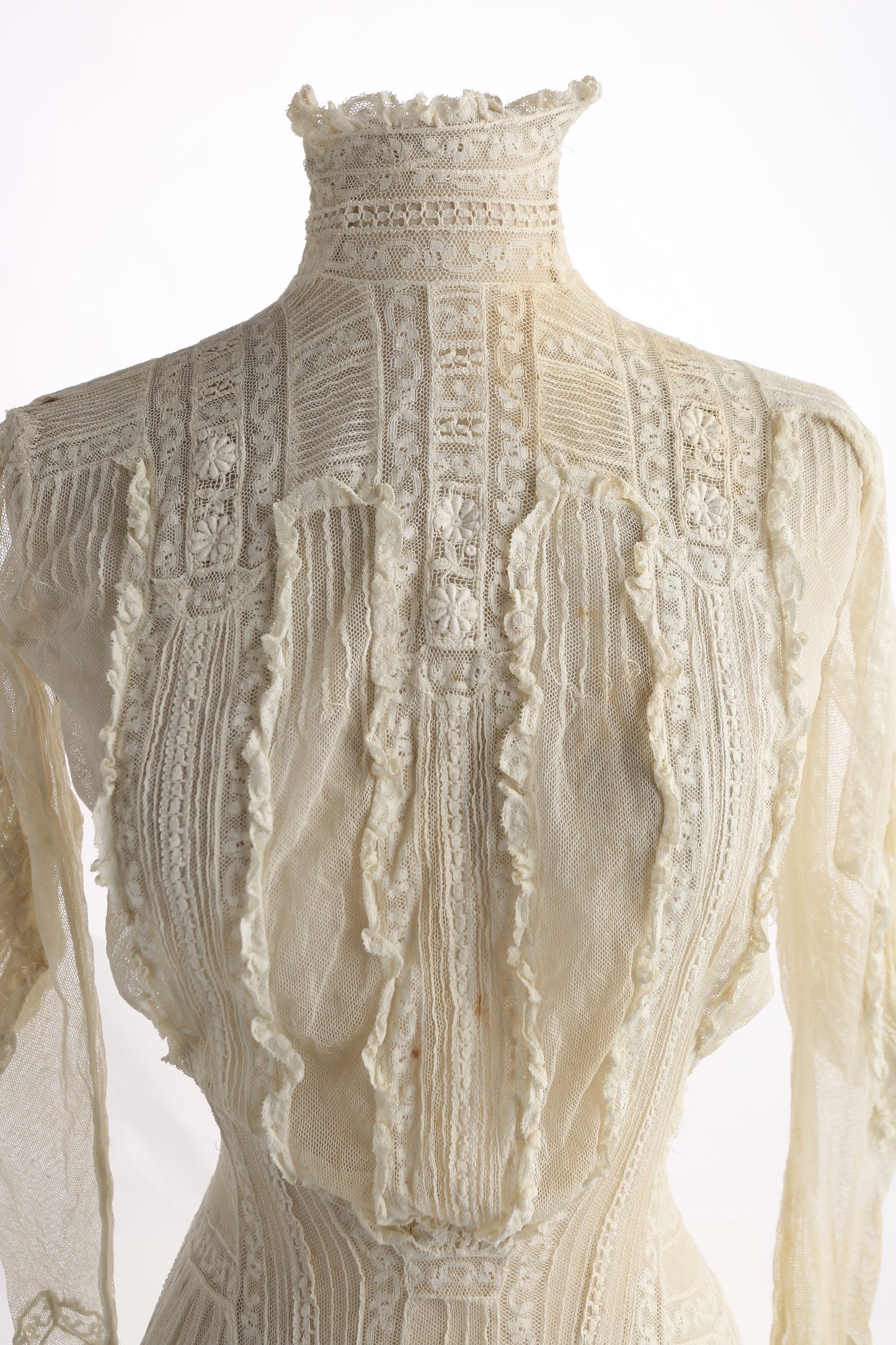 Vintage Women's White Lace Dress - Estimated Era 1800s - 1910s