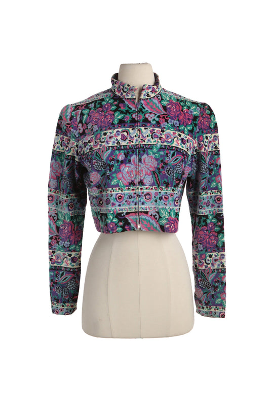 Vintage Women's Floral Print Short High Waist Jacket from Romantica by Victor Costa