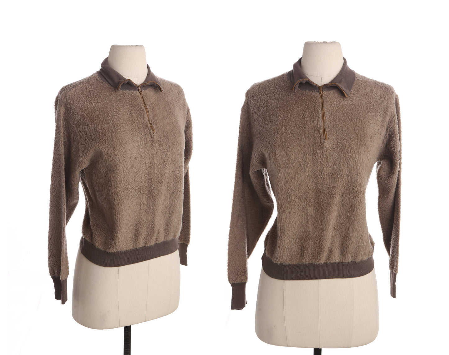 Vintage Men's Brown Mohair Half Zipper Sweatshirt