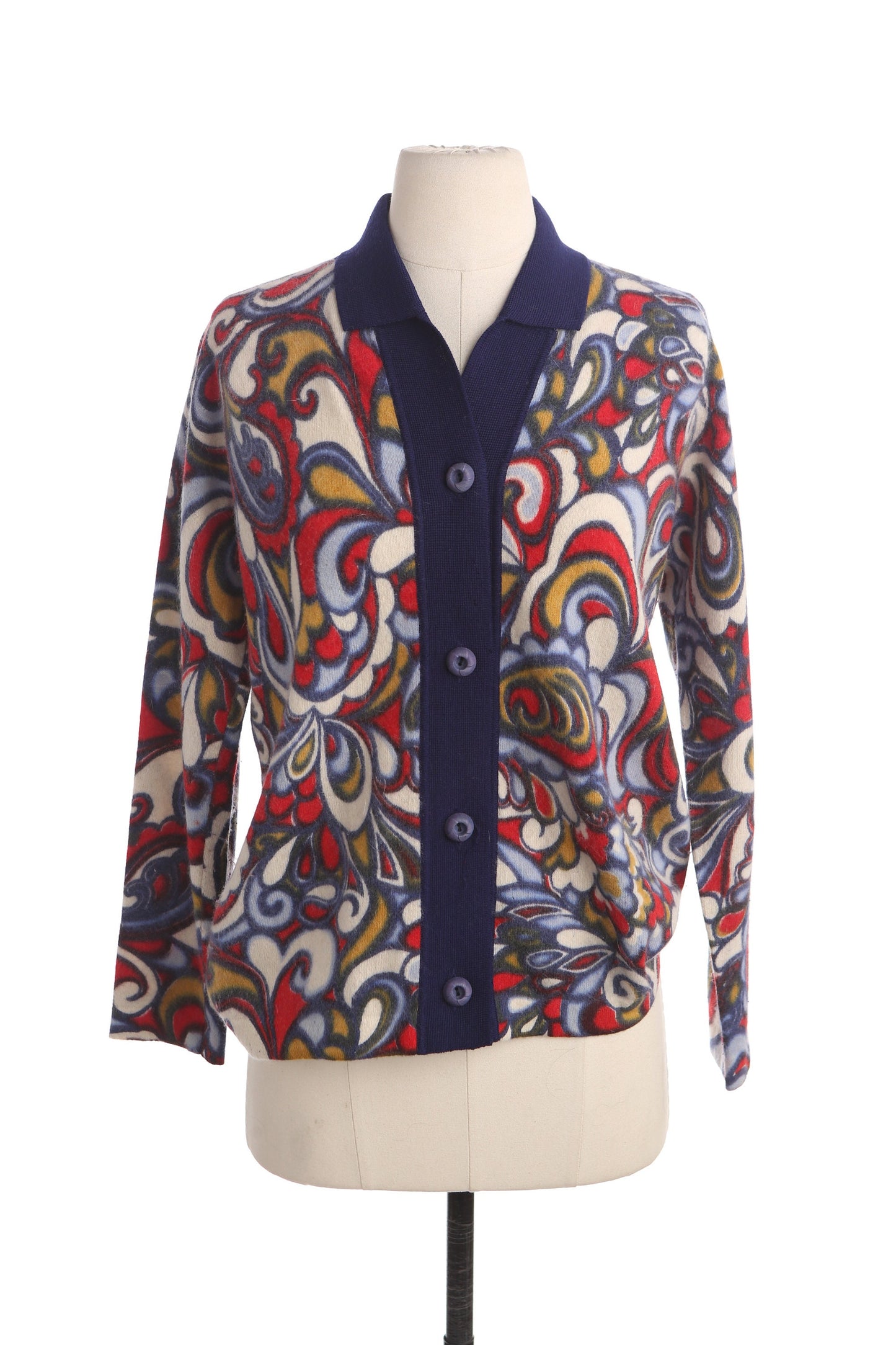 Vintage Women Button Up Cardigan Sweater - Hand Printed - by Diane de Luxe