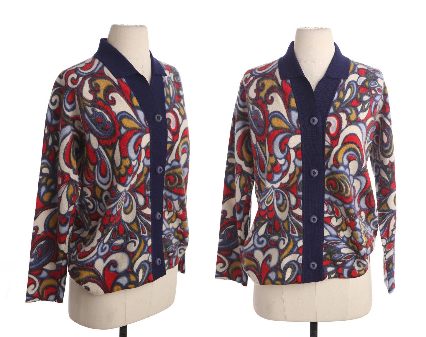 Vintage Women Button Up Cardigan Sweater - Hand Printed - by Diane de Luxe