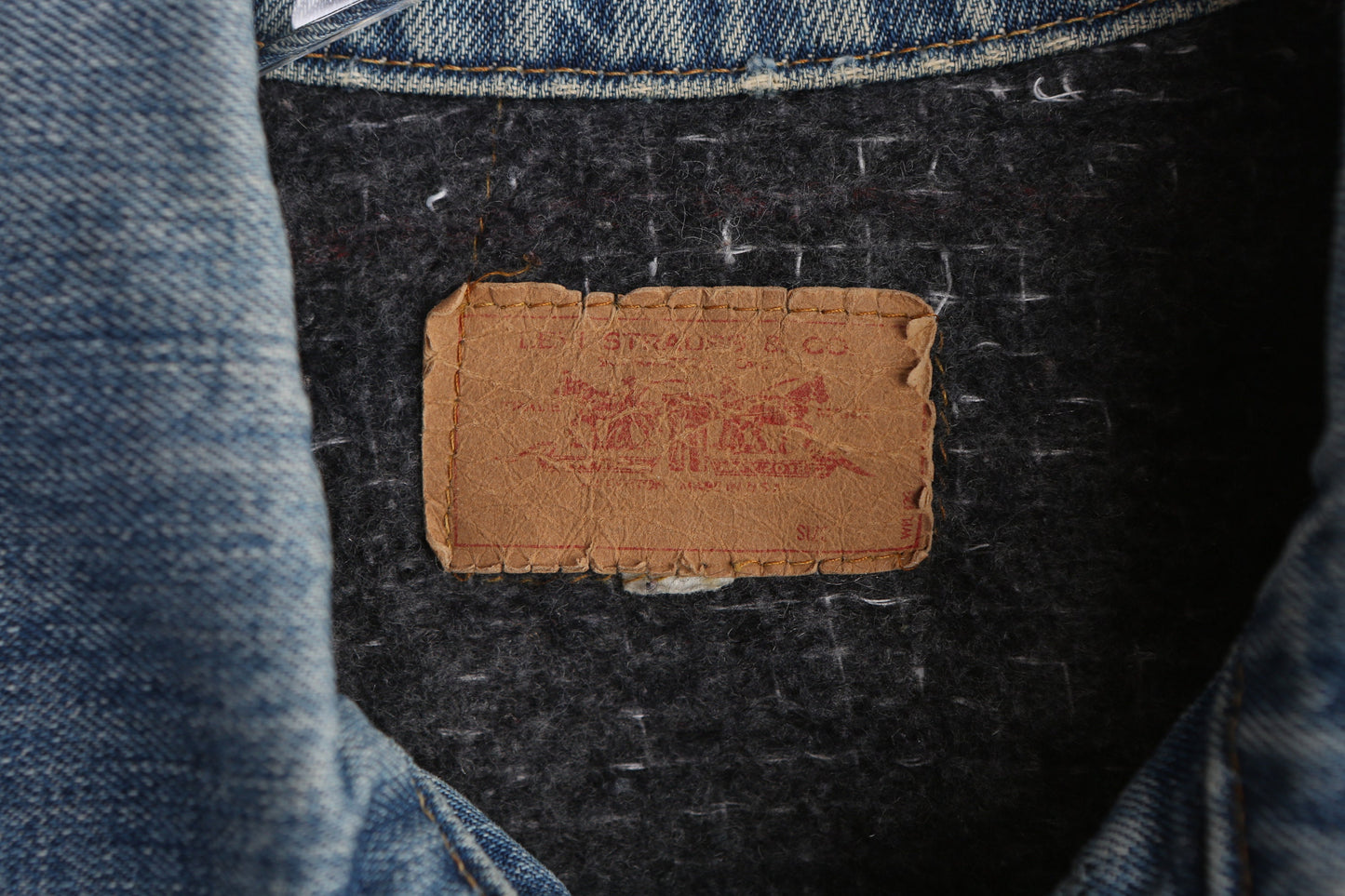 Vintage Levi's Trucker Denim Jacket with Wool Lining / Estimated Era 70's - 80's