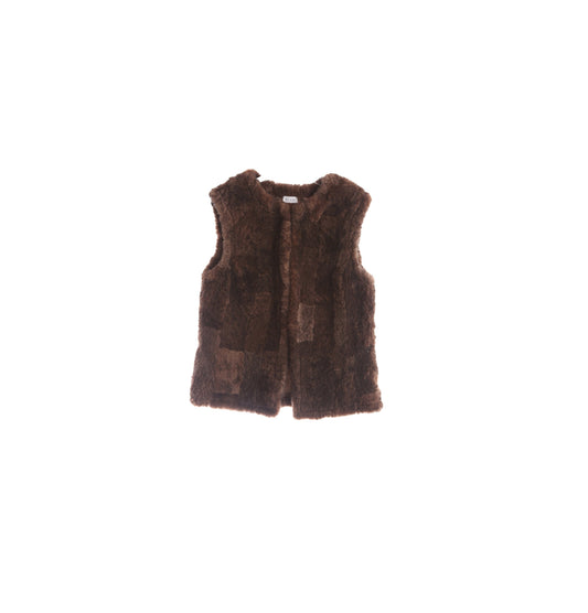 Vintage Brown Patchwork Shearling Vest