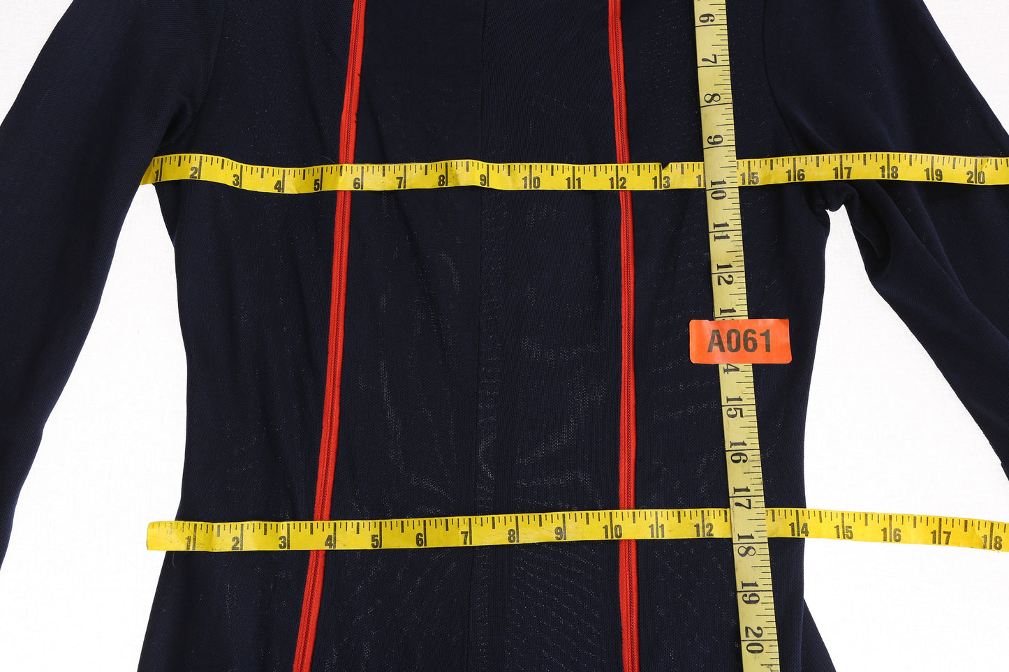 70s Women Blue Casual Jumpsuit with Red Lined Zipper Closure