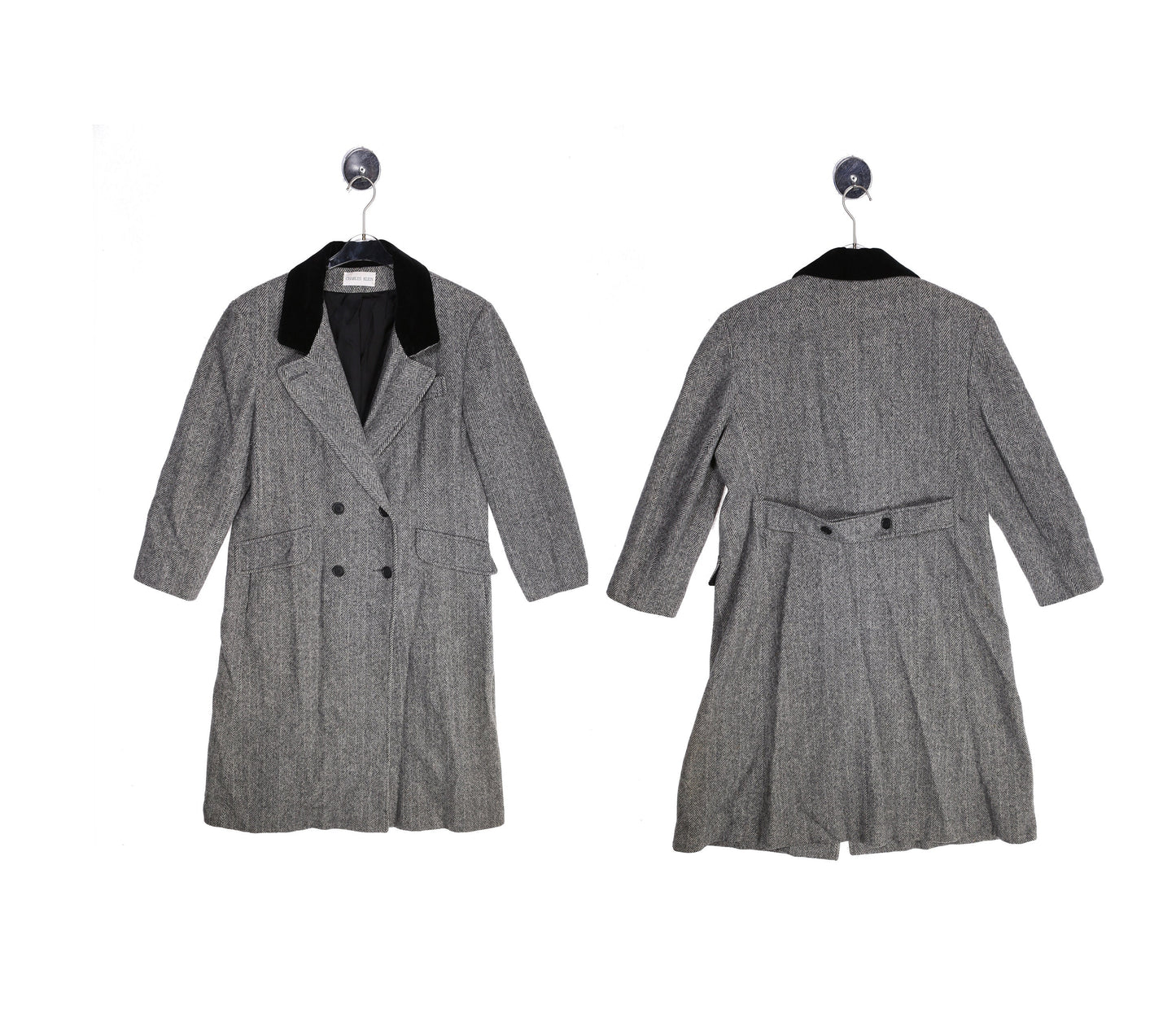 Vintage Women's Gray Winter Trench Coat by Charles Klein - Estimated Era 1990's - 2000's