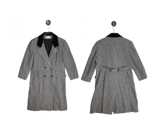 Vintage Women's Gray Winter Trench Coat by Charles Klein - Estimated Era 1990's - 2000's
