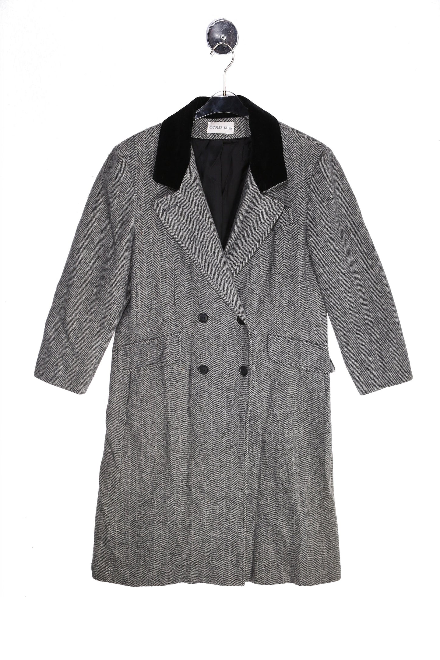 Vintage Women's Gray Winter Trench Coat by Charles Klein - Estimated Era 1990's - 2000's