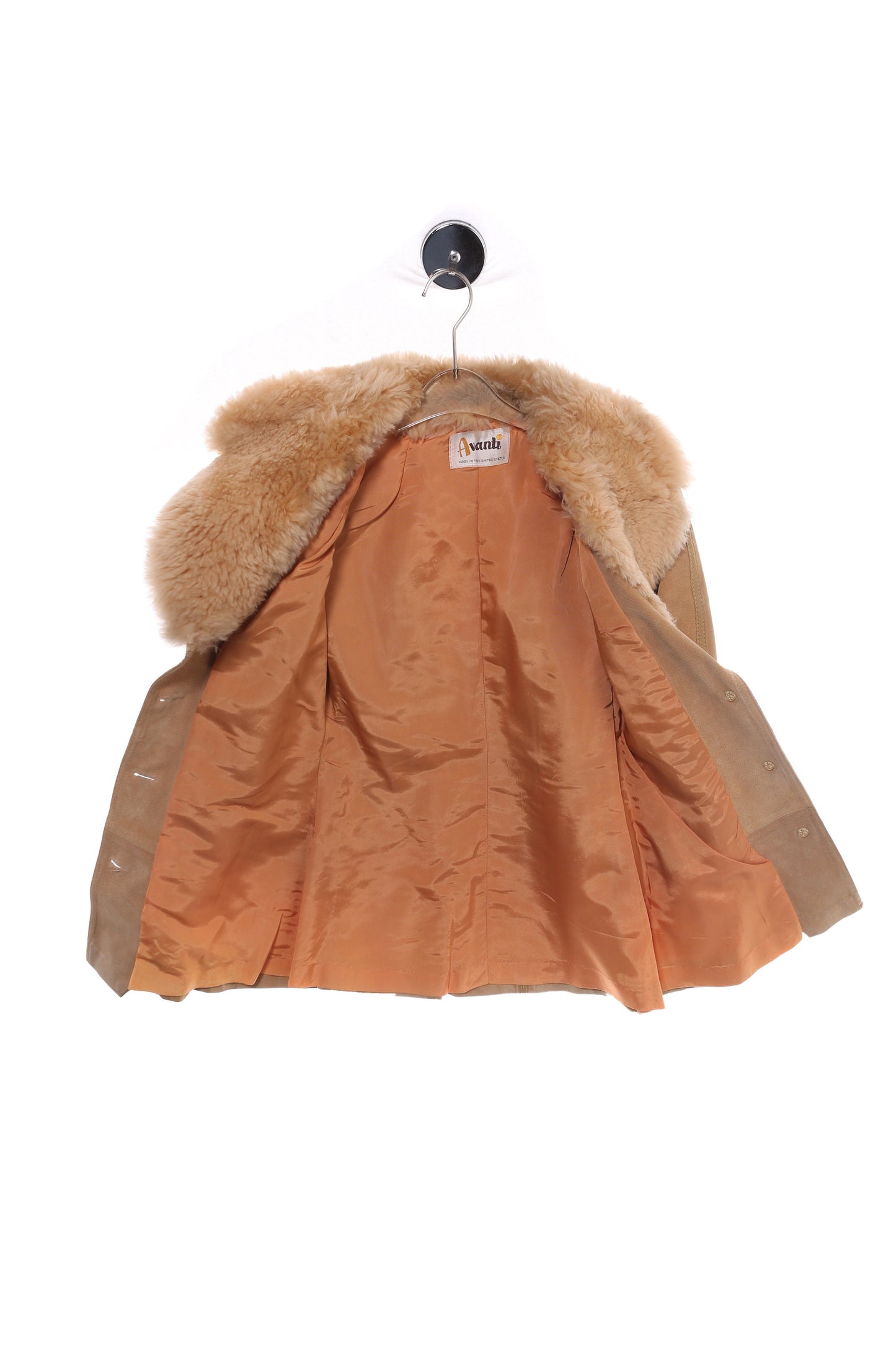 Vintage Women Suede Fur Collar Jacket by Avanti - Made in United State - Estimated Era 1970's - 1980's