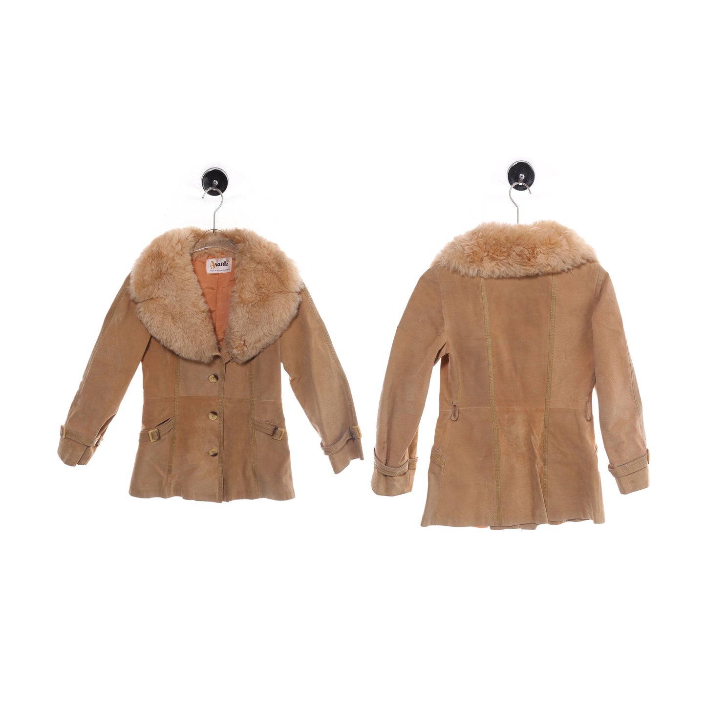 Vintage Women Suede Fur Collar Jacket by Avanti - Made in United State - Estimated Era 1970's - 1980's
