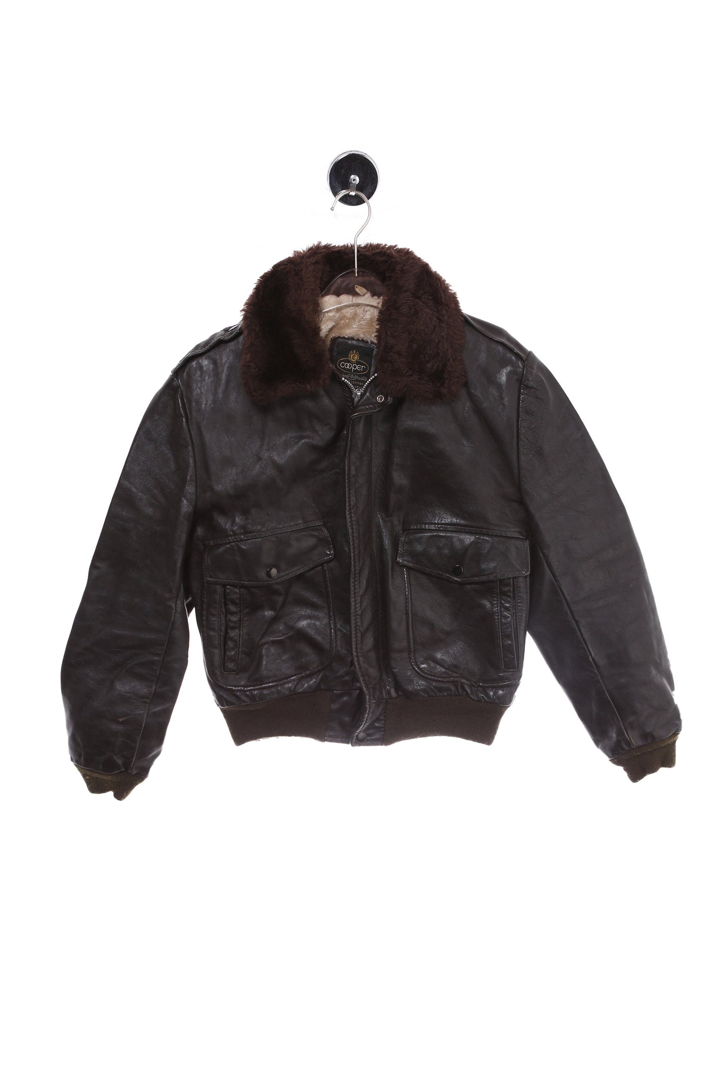 Vintage Leather Bomber Jacket by Cooper - Made in USA - Estimated Era 1970's - 1980's