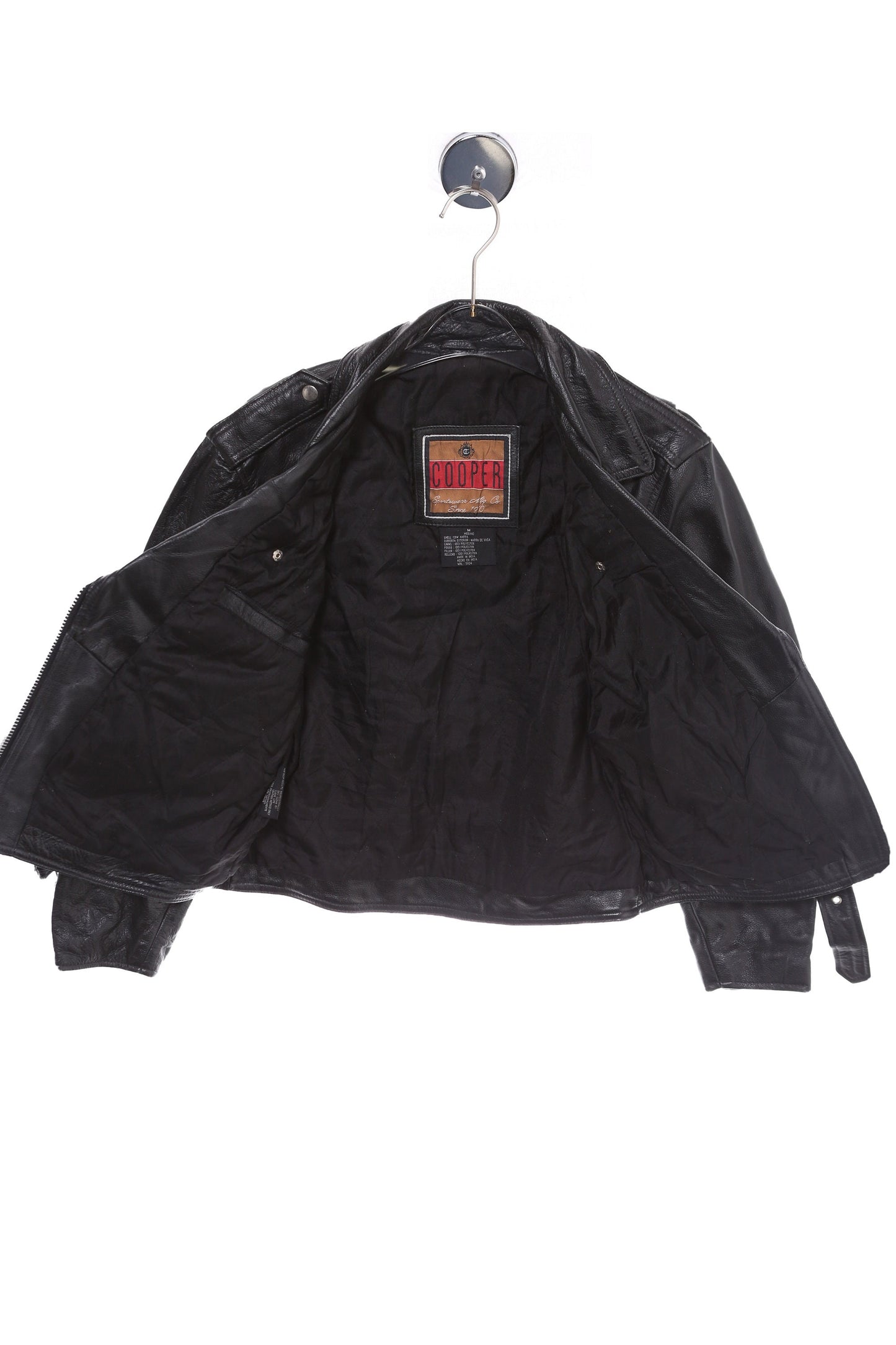 Vintage Black Biker Leather Jacket by Cooper - Estimated Era 1980's - 1990's