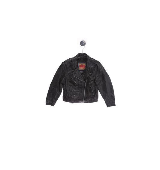 Vintage Black Biker Leather Jacket by Cooper - Estimated Era 1980's - 1990's