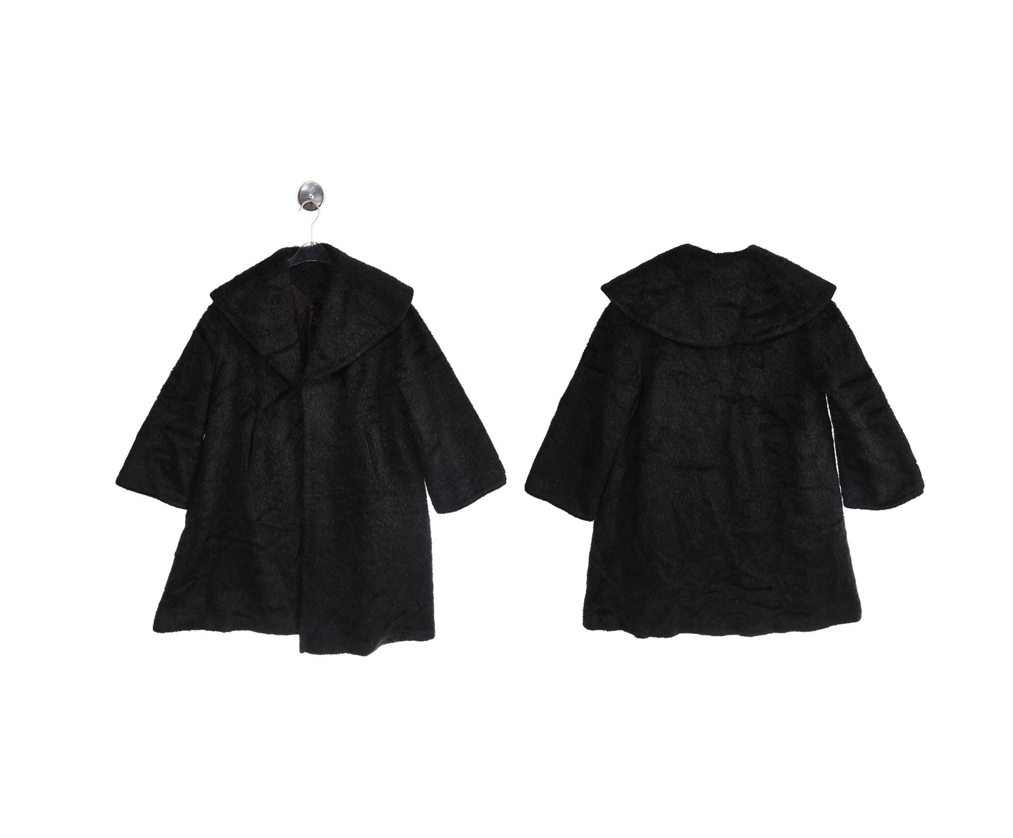 Vintage Women's Black Faux Fur Winter Coat by Spandon of Holland - Estimated Era 1950's - 1960's