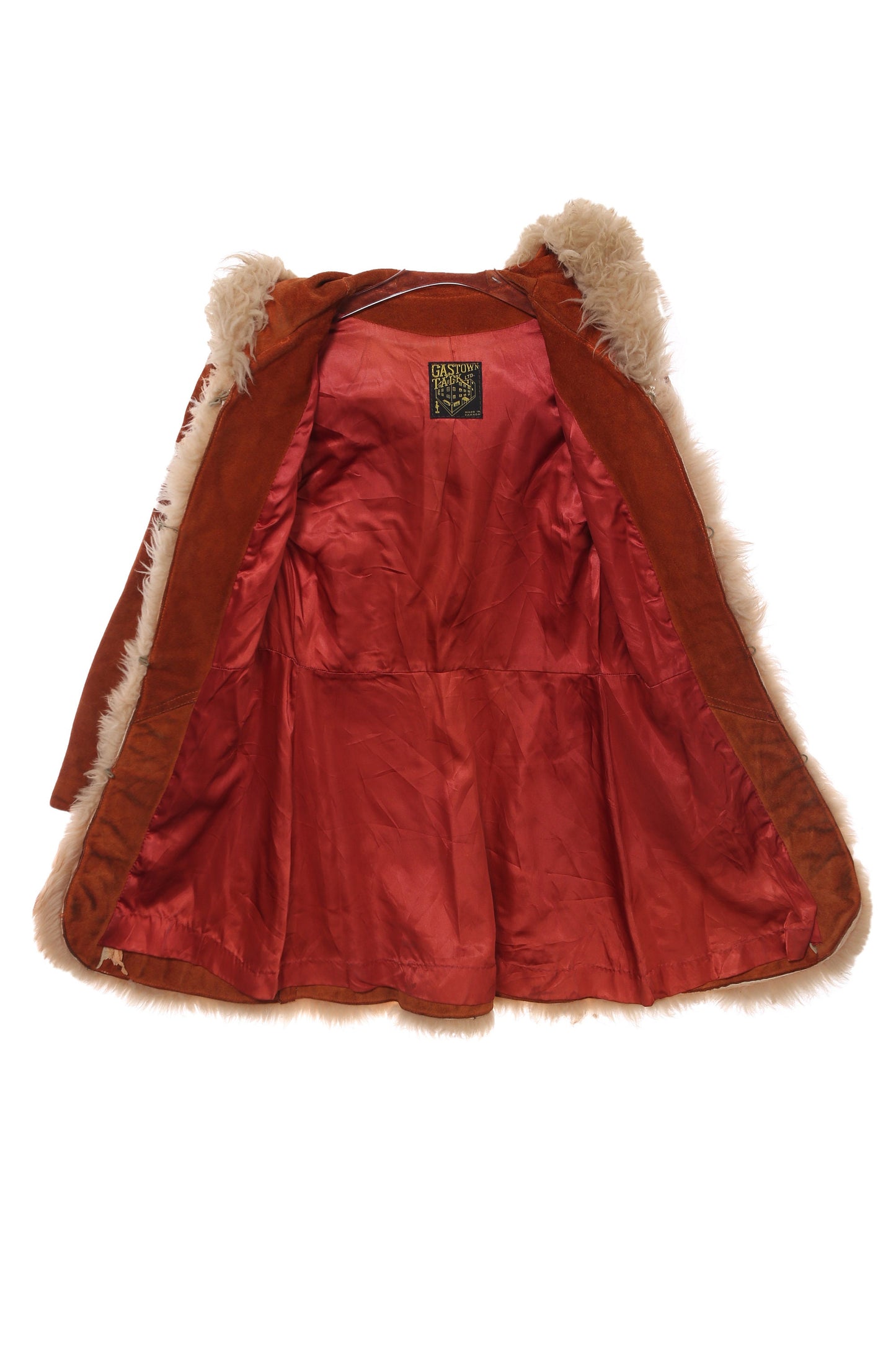 Vintage Women's Brown Hooded Suede Coat with Fur Seam by Gastown Talk - Estimated Era 1960's - 1970's