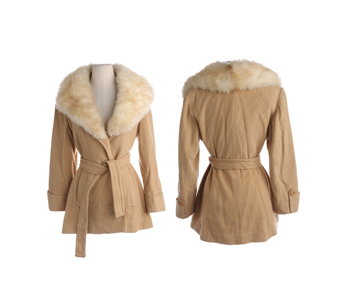 Vintage Women's Winter Jacket with Fur Collar - Estimated Era 1970's - 1980's