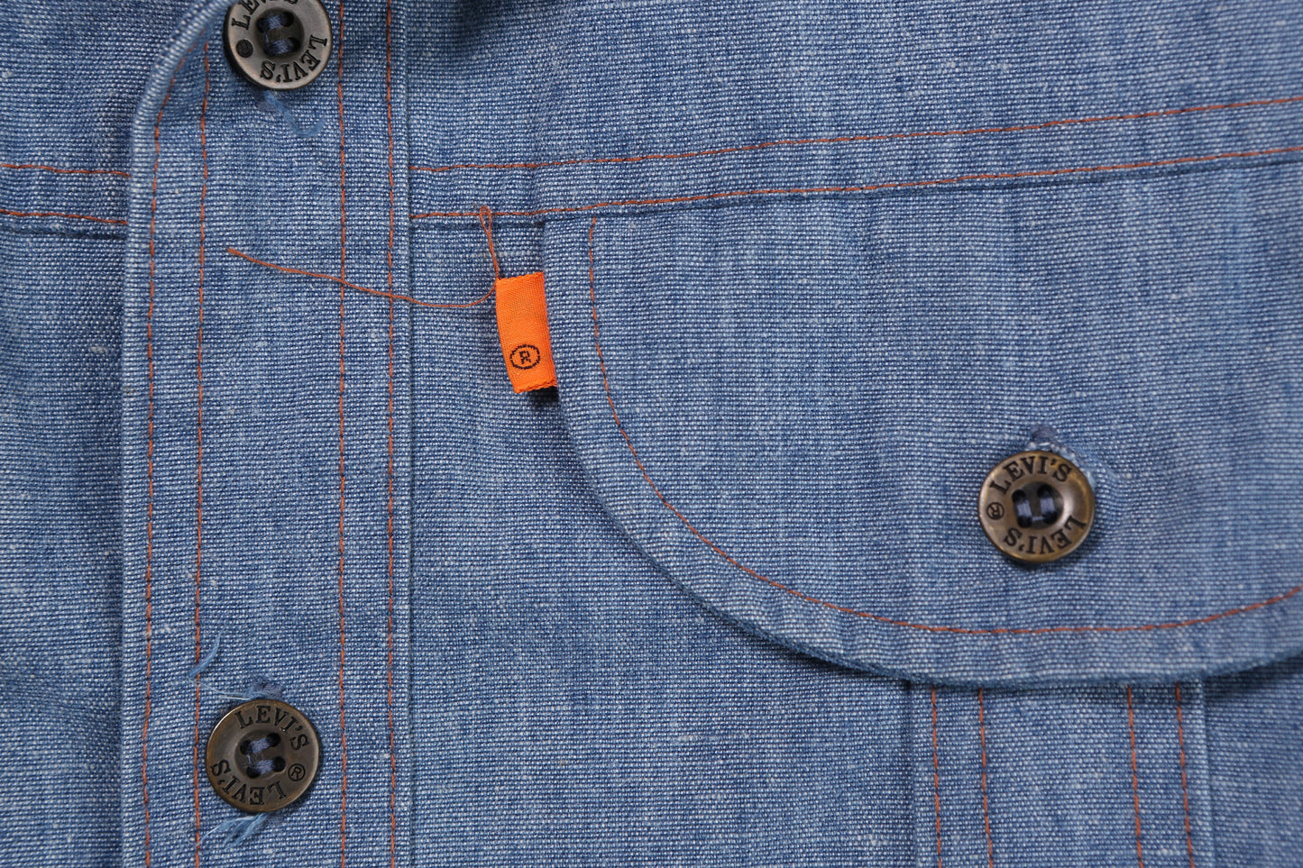 Vintage Levi's Panatela Sportswear Blue Button Up Long Sleeve Shirt - Orange Tab - Estimated Era 70s - 80s
