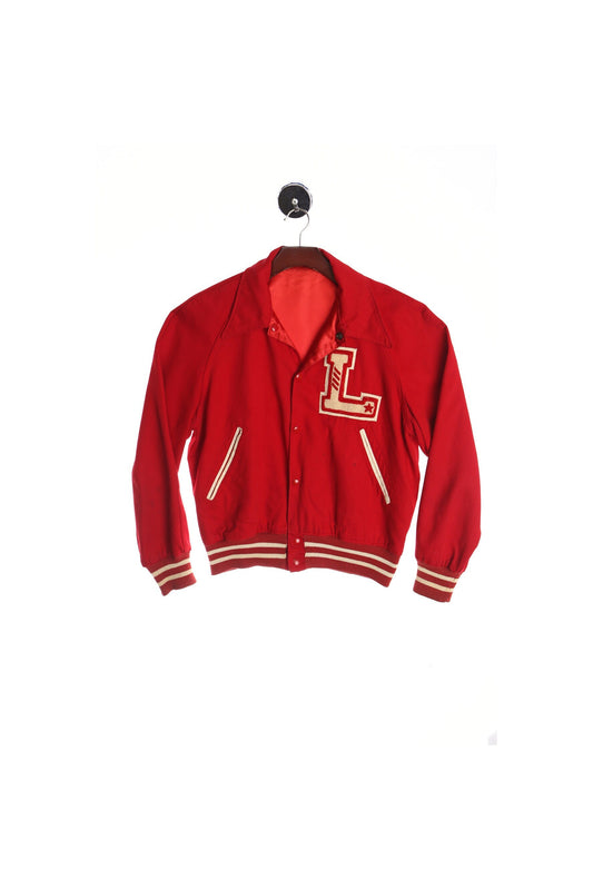 Vintage Men Red Varsity Jacket with a letter L Patch