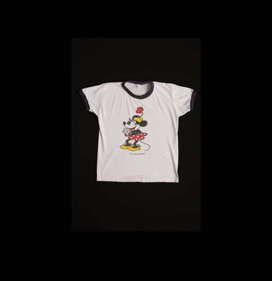 Vintage Minnie Mouse White Graphic T-shirt - Era 70's - 80's
