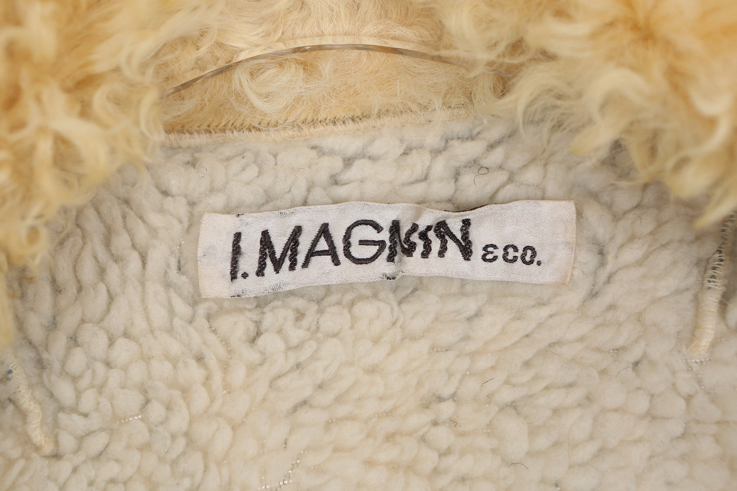 Vintage Women Long Shearling Coat with Tribal Print by I. Magnin - Estimated Era 1970's - 1980's