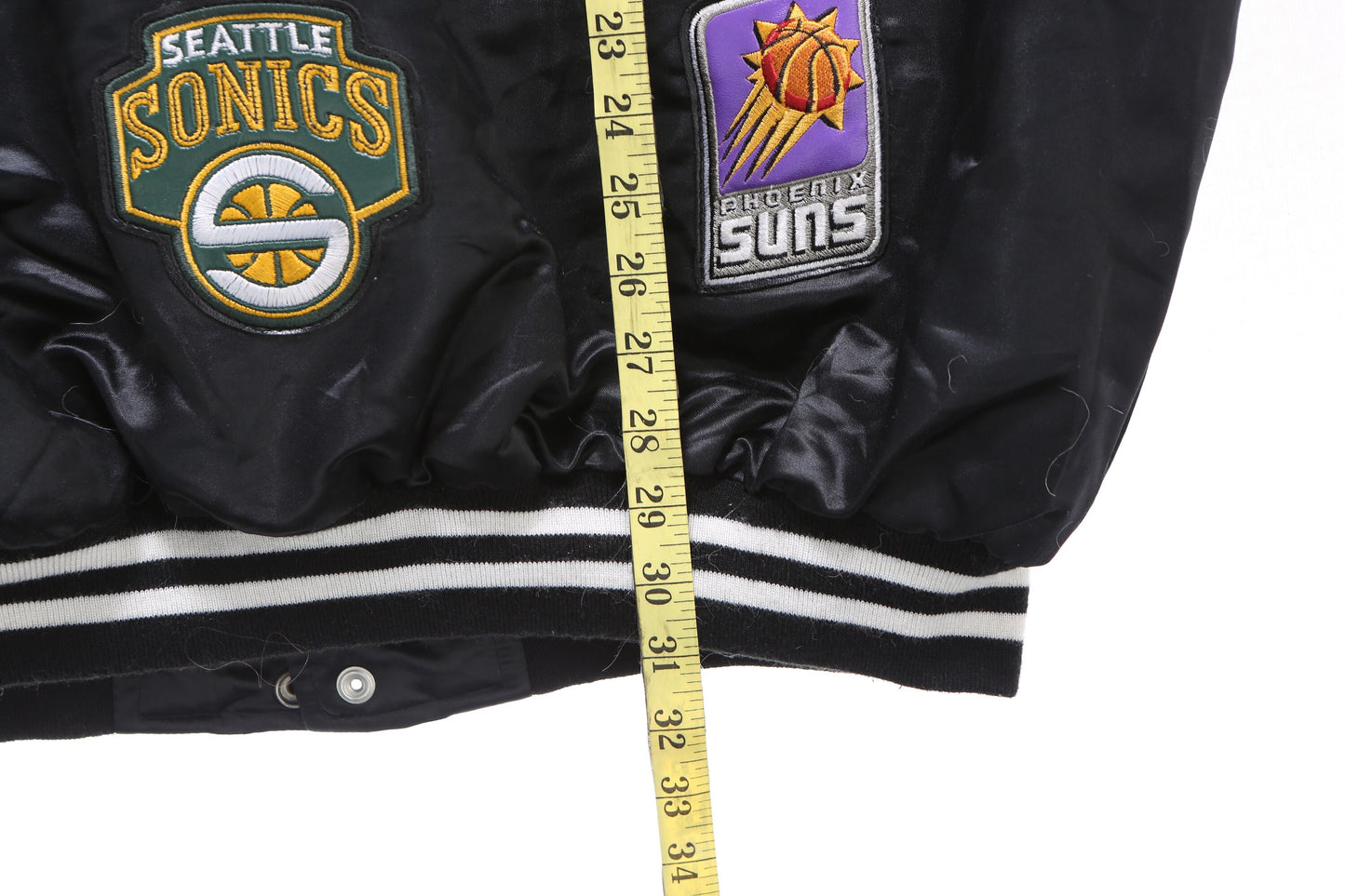 Basketball Patchwork Black Nylon Bomber Jacket